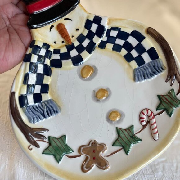 Vintage Becca Barton Holiday Christmas Snowman Cookie Plate - Picture 8 of 8